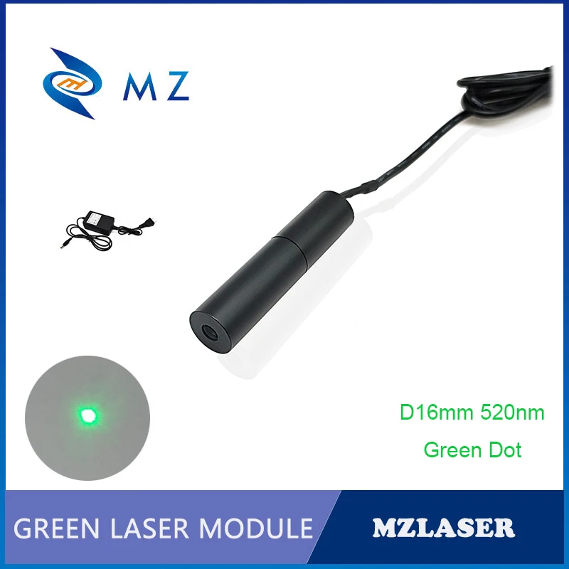 

Green Dot Laser Diode Module Compact D16mm 520nm 5V 10mw 20mw 30mw 50mw Industrial Grade Machine Laser With Adapter Supply