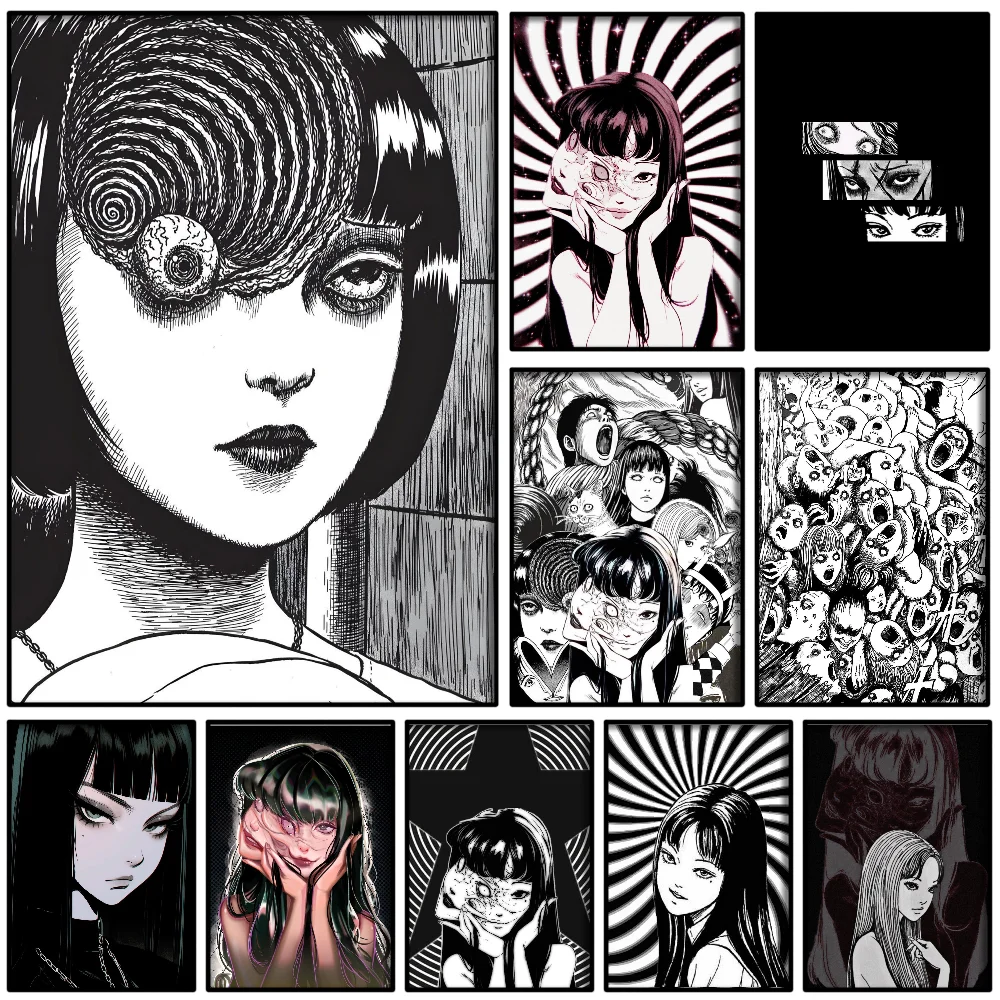 1PC Tomie Junji Ito Poster Self-adhesive Art Waterproof Paper Sticker Coffee House Bar Room Wall Decor