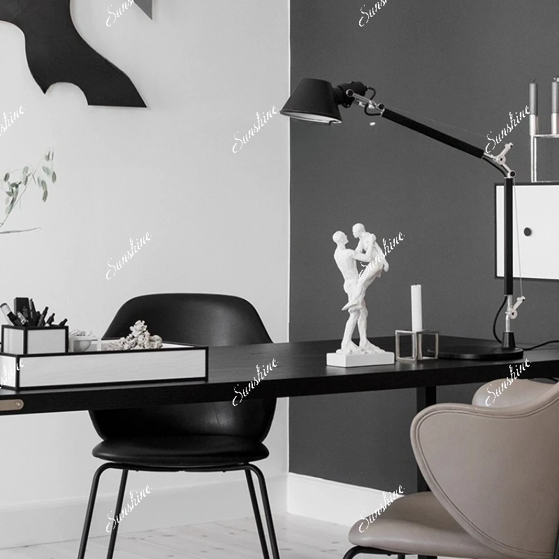 Italian minimalist, light luxury modern small apartment, home office, calligraphy table
