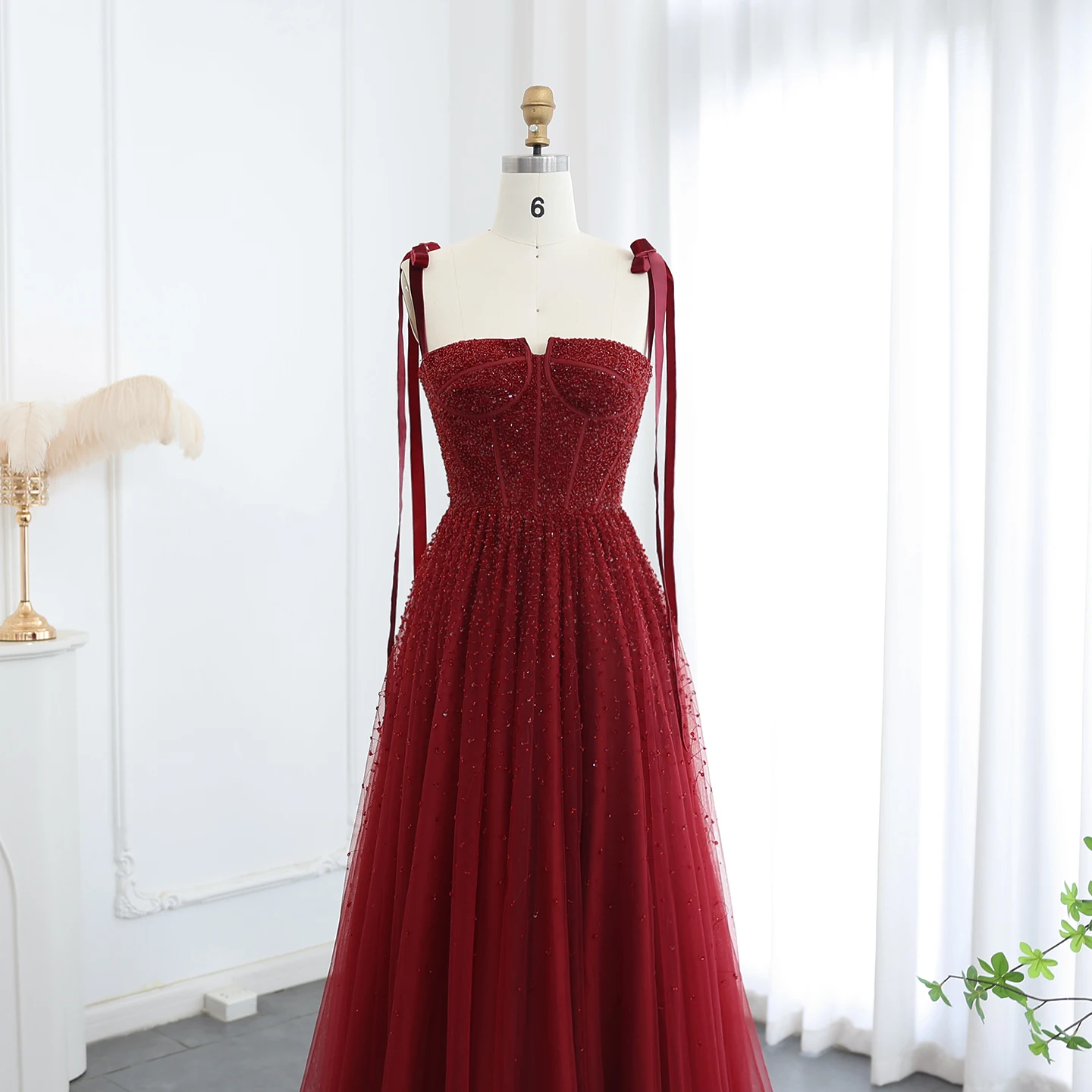 Sharon Said Luxury Beaded Wine Red Blush Pink Dubai Evening Dresses with Straps Women Arabic Wedding Party Gown SS263 Customized image 2