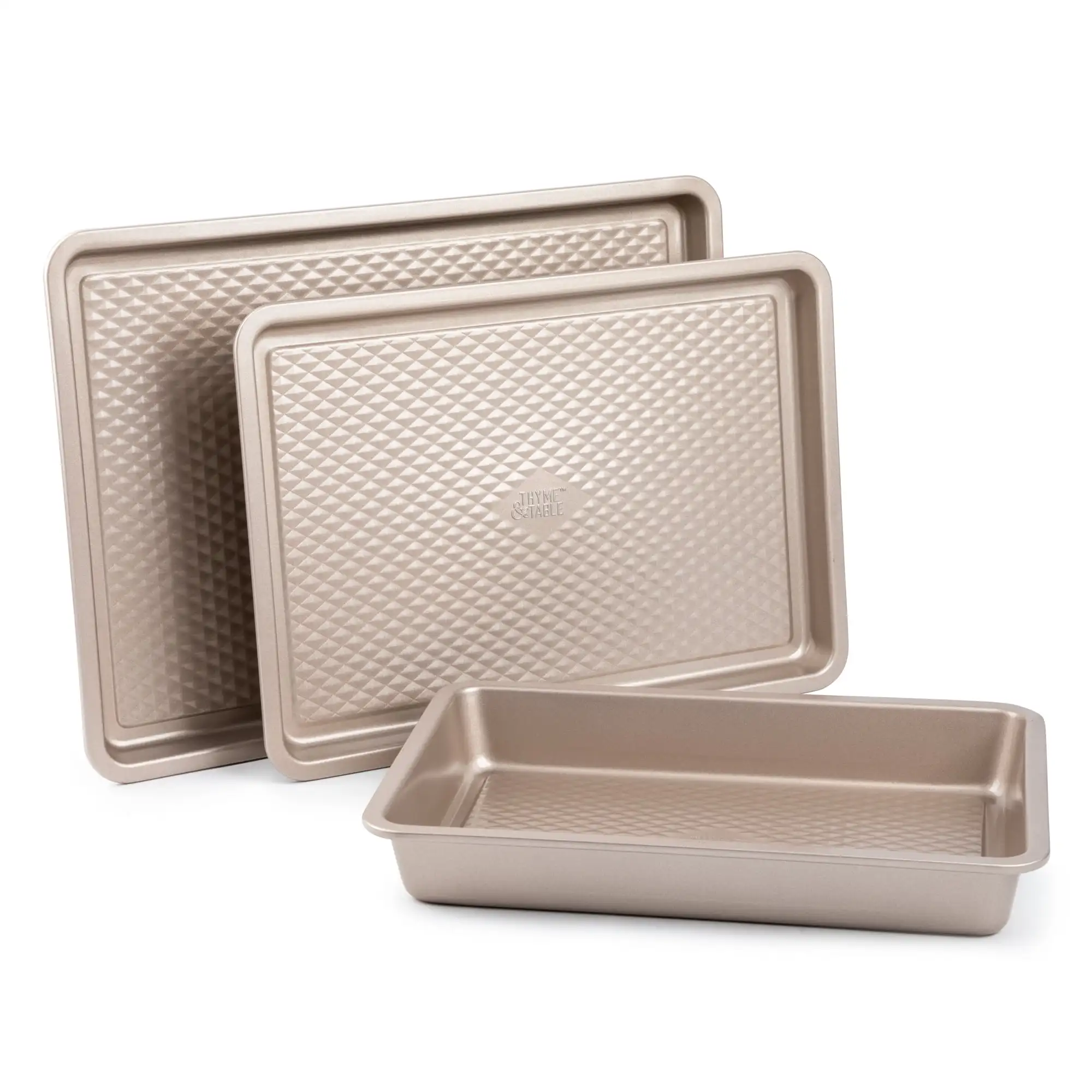 

Non-Stick Aluminized Steel Baking 3pc Set, Champagne Gold