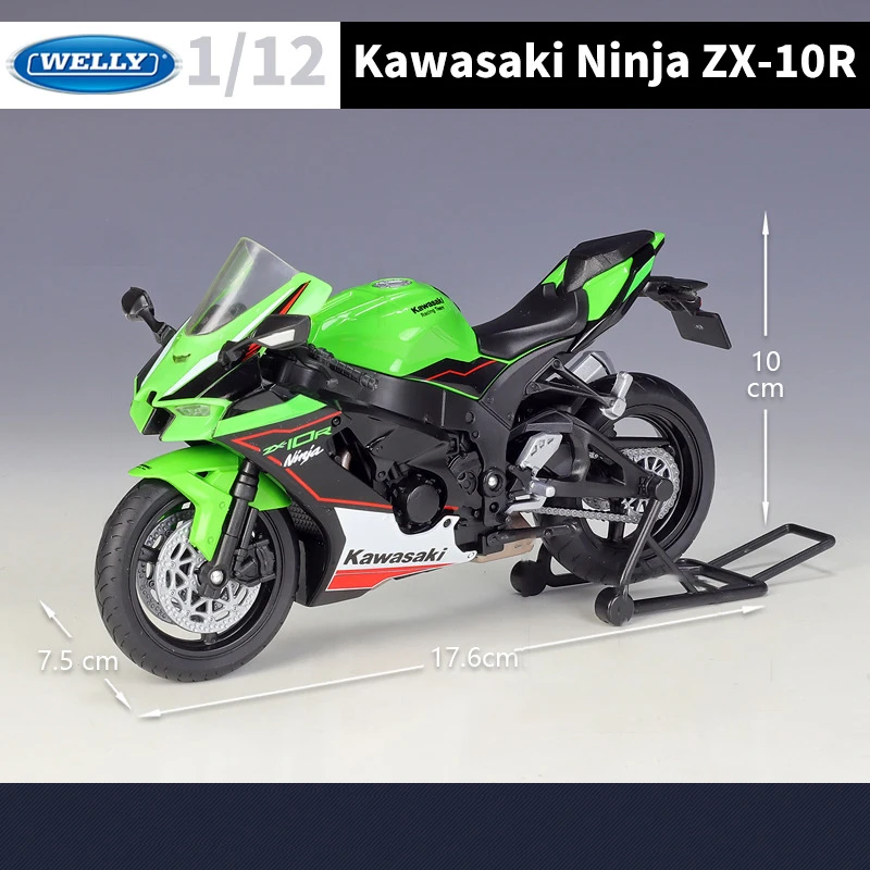 WELLY 1:12 Kawasaki Ninja ZX10R Heavy Locomoti Simulation Alloy Motorcycle Model Shock Absorbers Collection Toy Car Gift