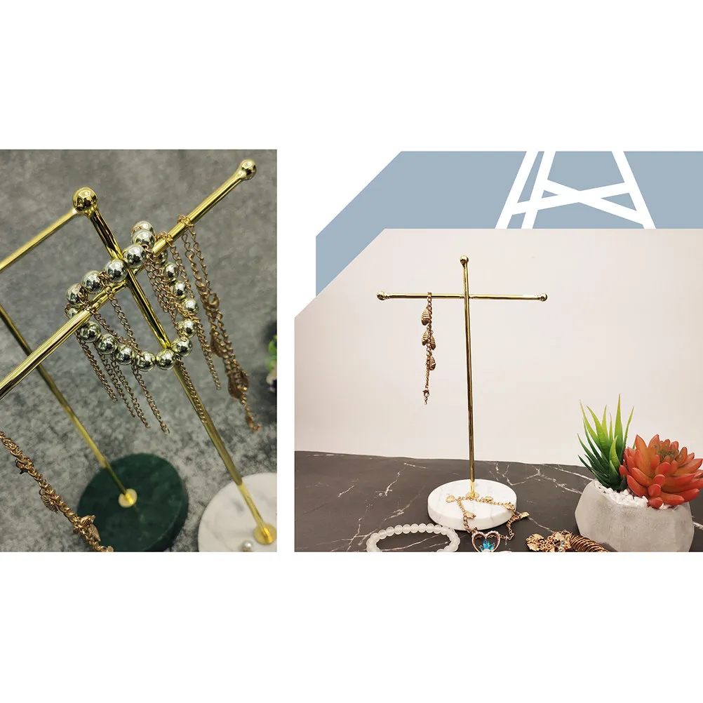 

Metal Earrings Holder Jewelry Rack Cross Shape Marble Base Display Stand Organizer for Bracelets Rings Keys Fashion