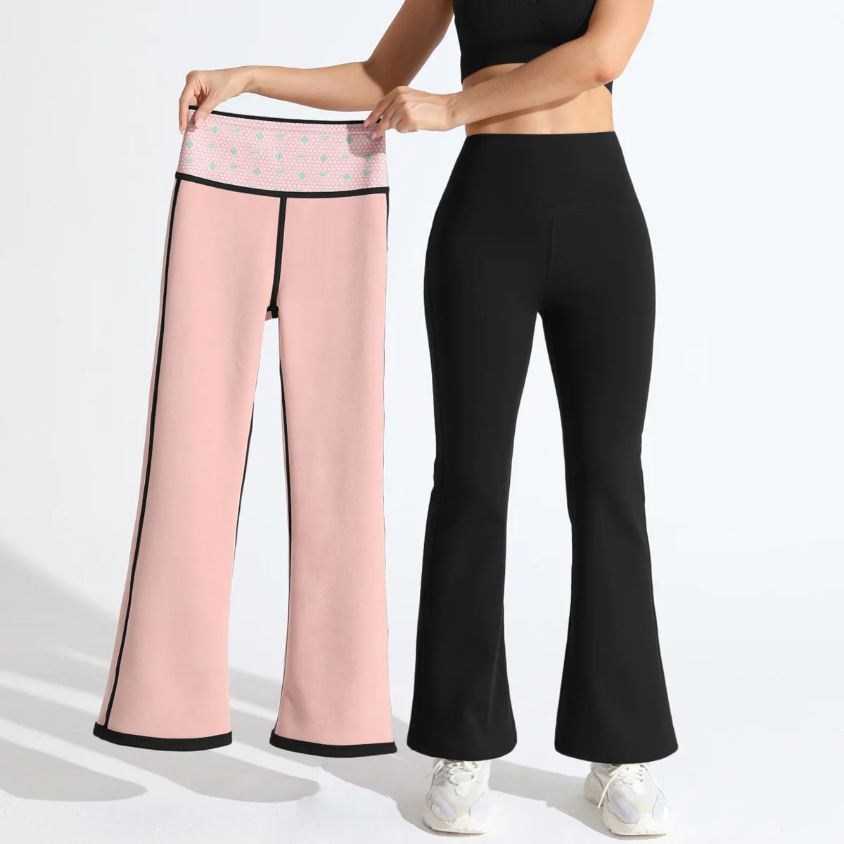 

Осенние и зимние бархатные широкие брюки, женские теплые и тонкие брюки для йоги с высокой талией, расклешенные брюки, фитнес для спорта и отдыха.