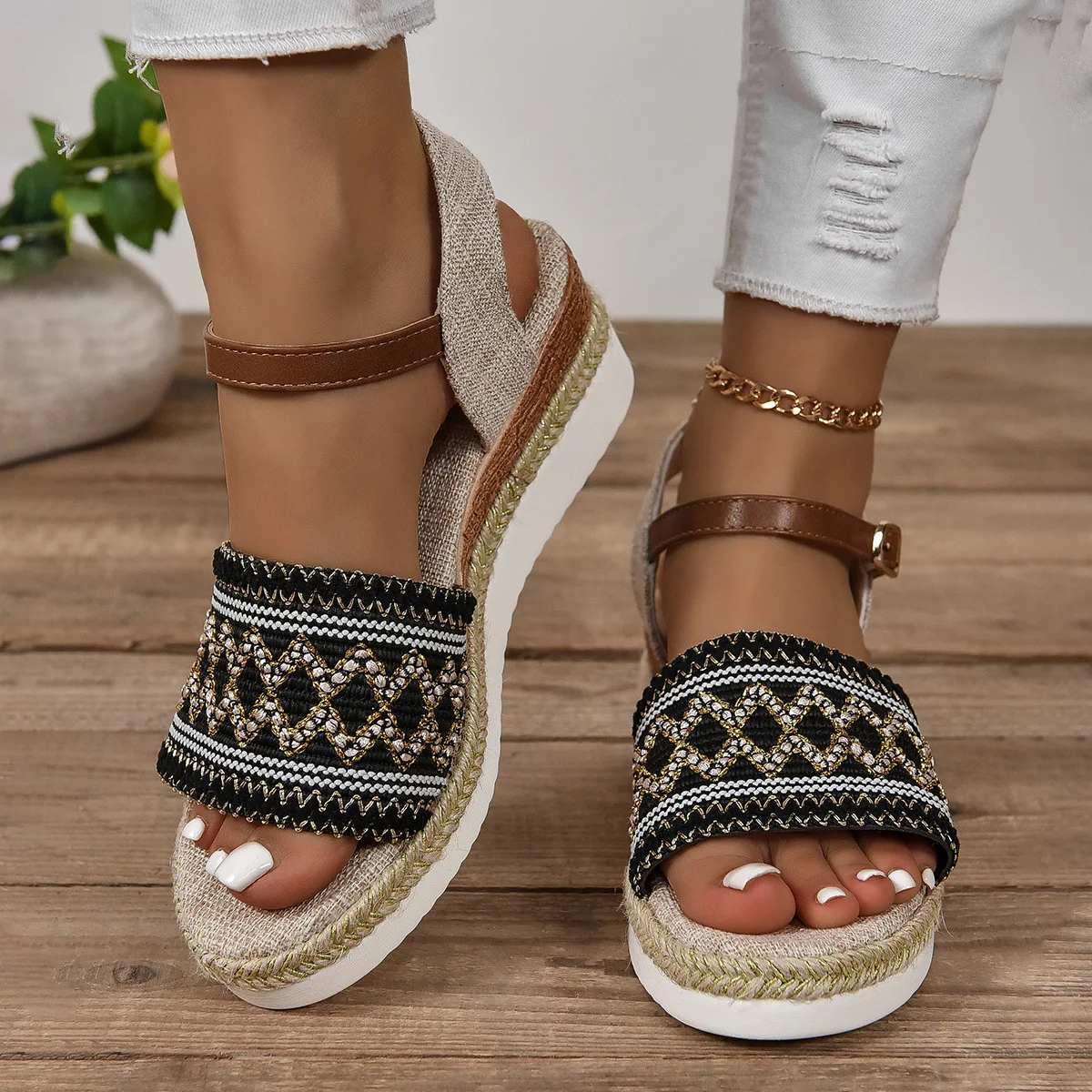 Sandalias transpirables y cómodas para mujer, zapatos deportivos informales, a la moda, novedad de verano, 2024