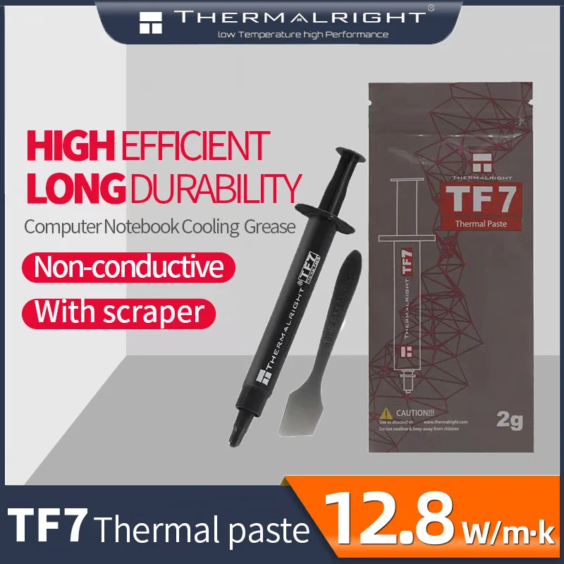 Thermalright TF7 Thermal Paste 12.8W/m.k for Computer Notebook CPU Heat Dissipation 2g Non-conductive Cooling Silicone Grease