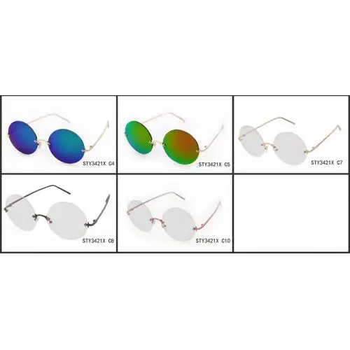 Fashion Lady Rimless Round Sunglasses Metal Female Trendy Reflective Blue Film Men Sun Glasses Cut Lens Spectacle Plain Eyewear