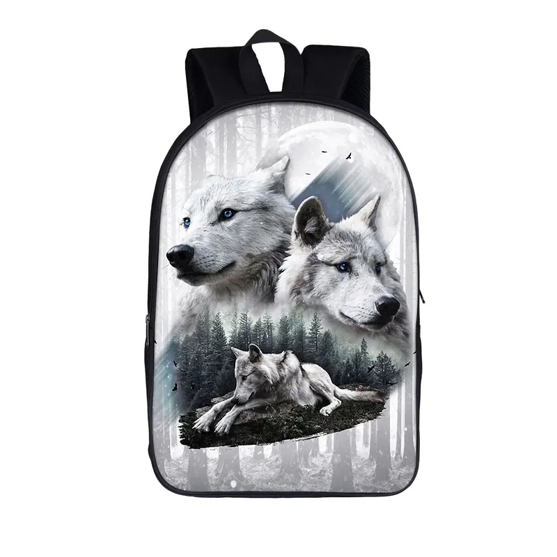 

Wolf / Husky Dog Print Backpack Men Women Casual Rucksack Children School Bags for Teenager Girls Boys Daypack Student Book Bag