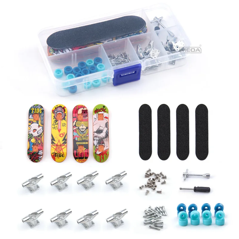 Mini Finger Skateboard Toy Set pour garçons, Stents Fingers Skate, Creative Novelty Cartoon, Classic DIY Toys, Gifts, 4 PCs, 5PCs