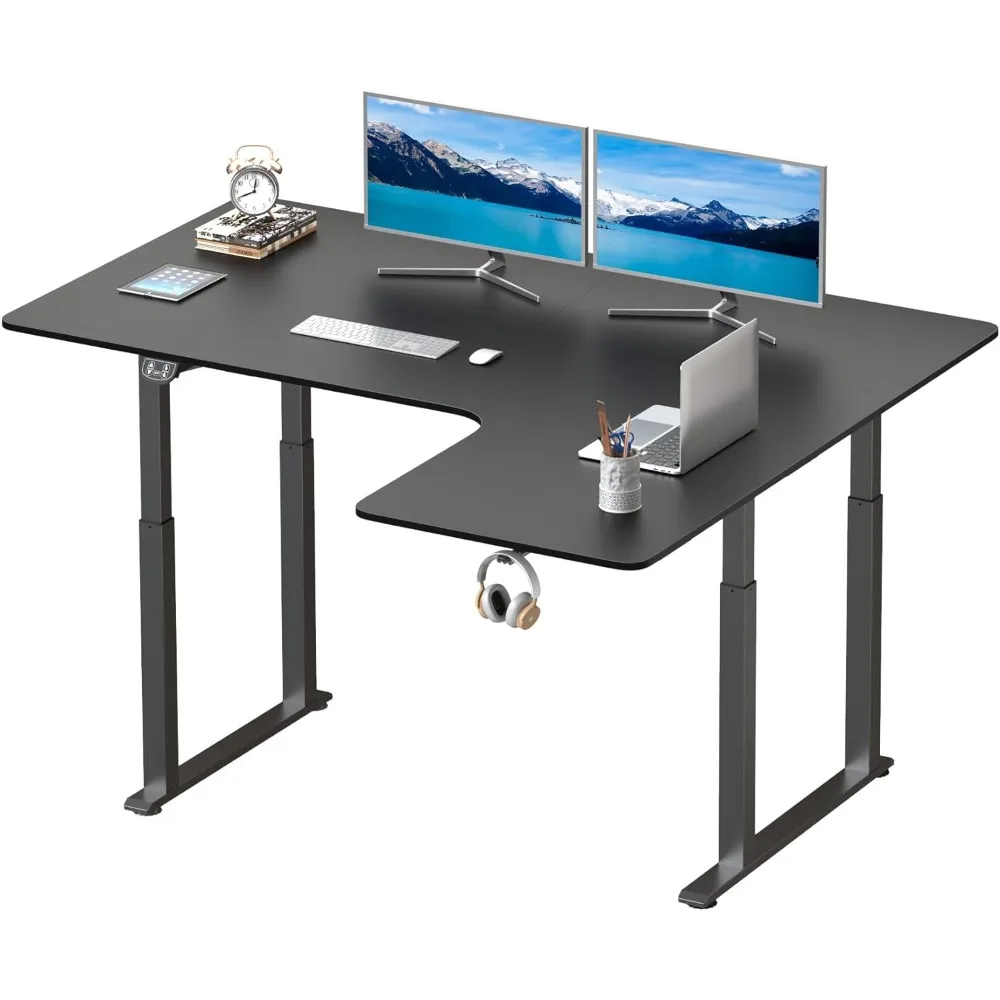 Altura ajustável L em forma de mesa permanente, canto elétrico Stand Up Desk, grande Home Office Desk, 63 ", 71"