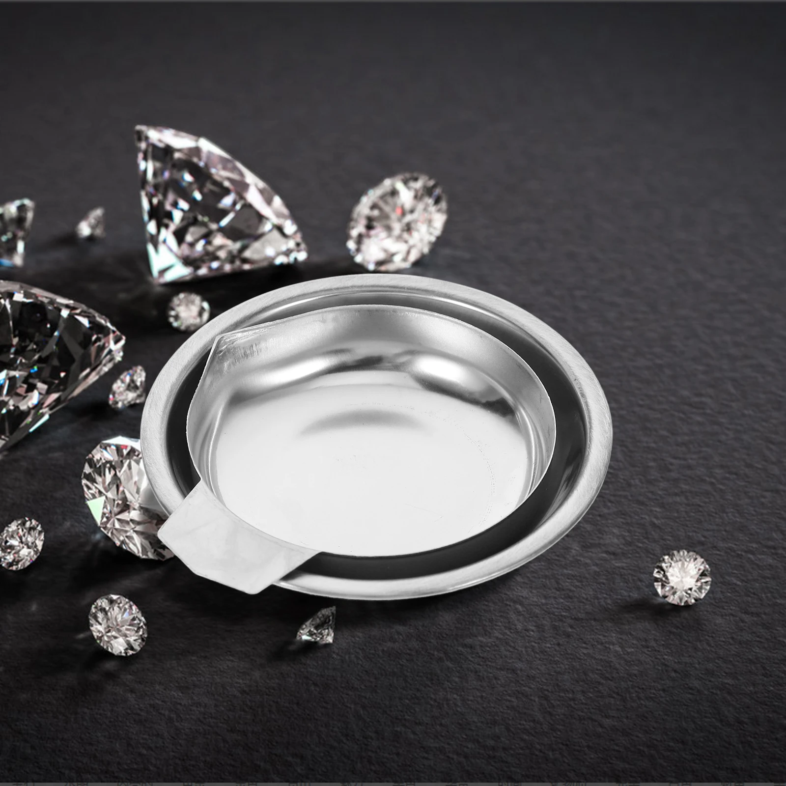 

2Pcs Stainless Steel Weighing Pan Electronic Scale Tray for Diamond Gemstone Jewelry Making Portable Pans Measuring Powder Dish
