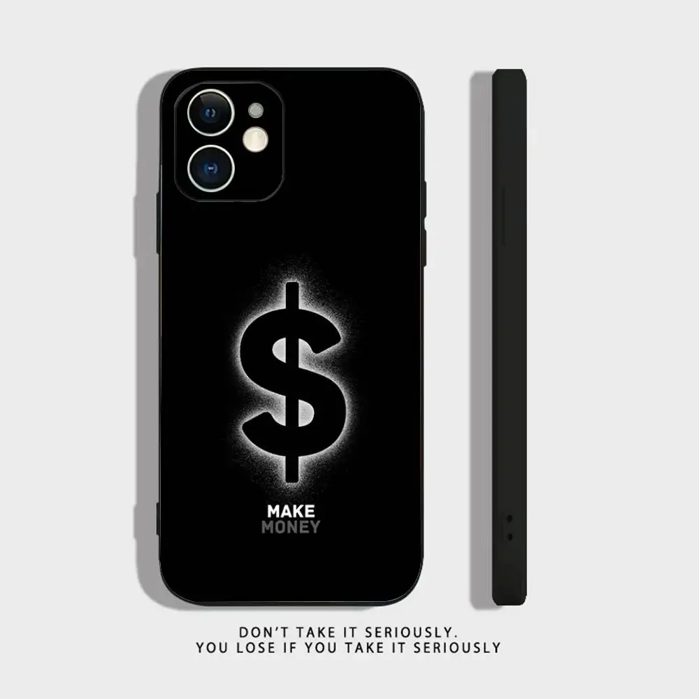 حافظة هاتف بتصميم دولار أمريكي لهاتف iPhone 16,15,14,13,12,11,Pro,X,XS,Max,XR,Plus,Mini Soft Silicone Black مقاومة للصدمات #3