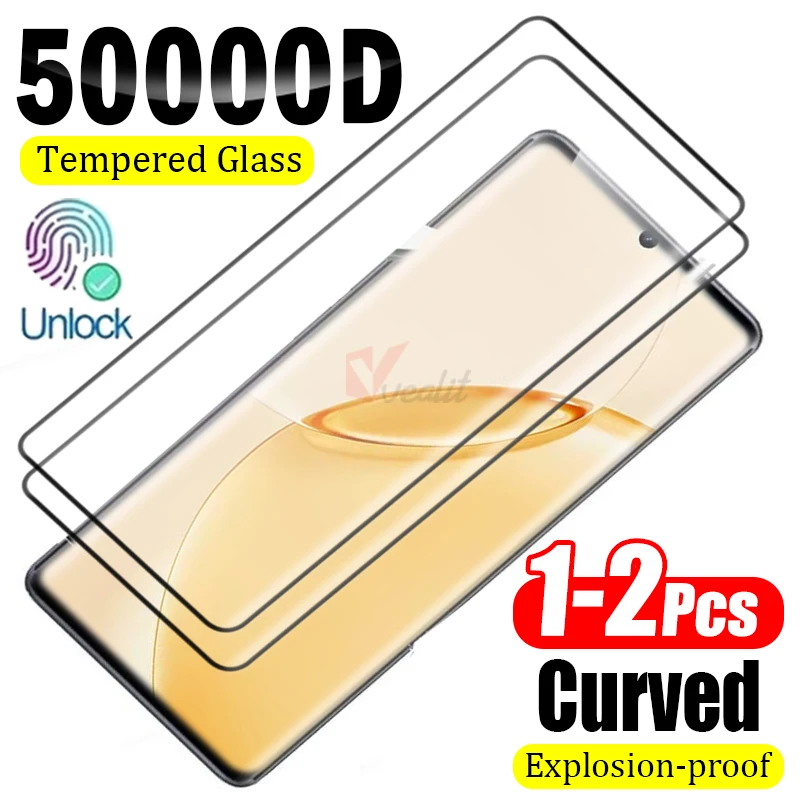 

1-2pcs Full Glue Tempered Glass for Realme 16 Pro+ Unlock Glass for Realme P4 Power P4 Pro Screen Protector Hot-bending Curved