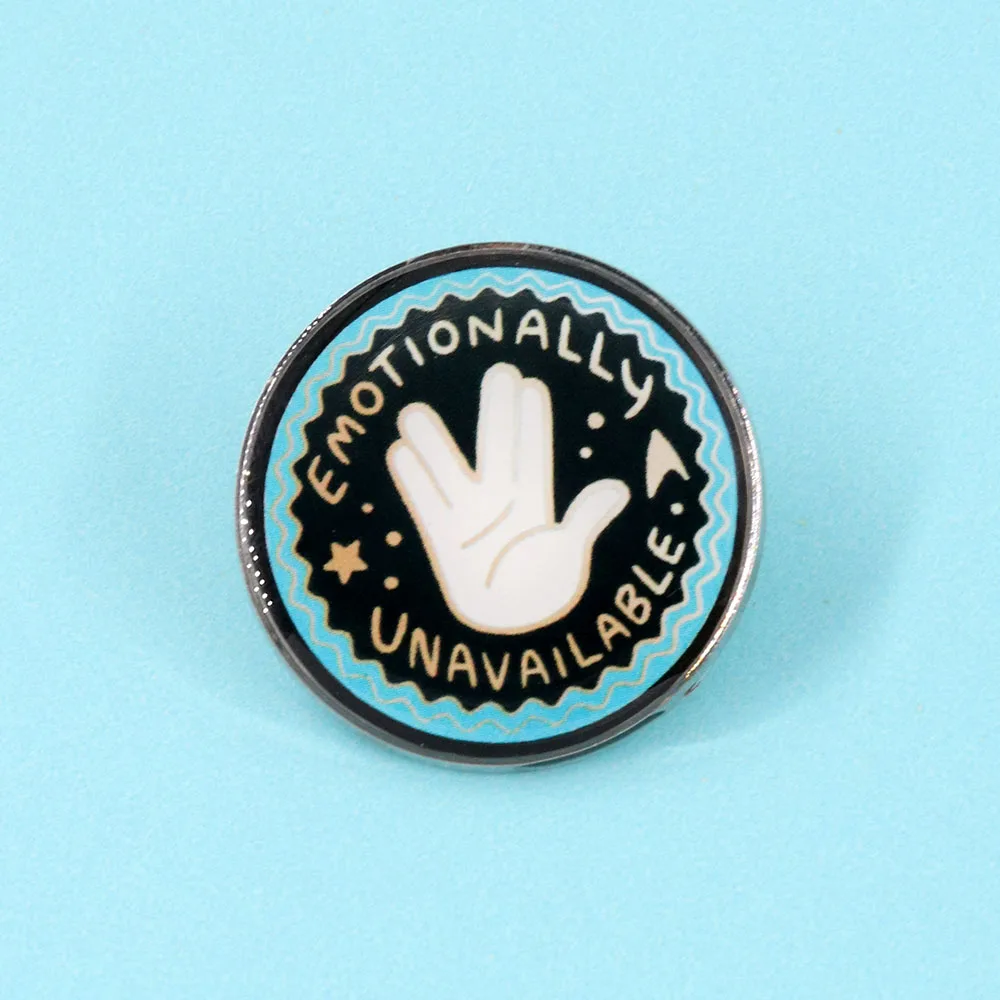 Emotionally unavailable Spock Greeting Hand sign Classy Live Long Prosper Trekkies Star Trek fans gift Lapel Pin Horror badge