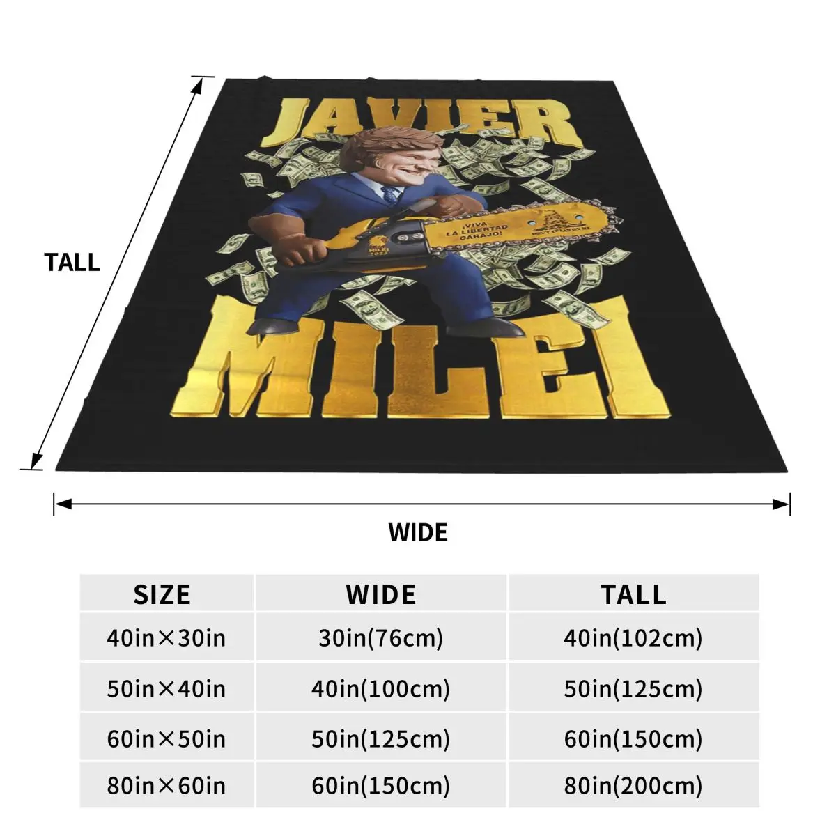 Javier Milei Currency Blanket Soft Warm Flannel Throw Blanket Cover for Bed Travel Home Sofa