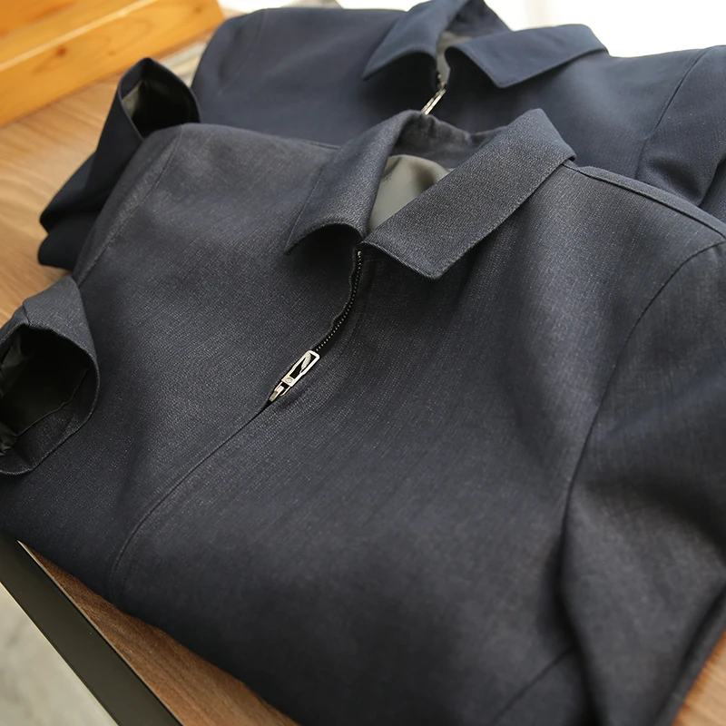 

Busin Casual Admin Sle Jaet Men's Autumn Faion Urban Long Sve Flip Collar Outerwear Coat Lightweight Stand Fit