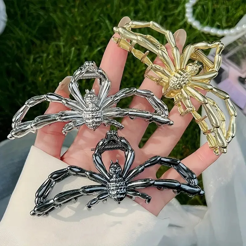 Fashionable Gothic Spider Metal Hair Clip: Non slip grip, durable and fashionable, suitable for all hair types