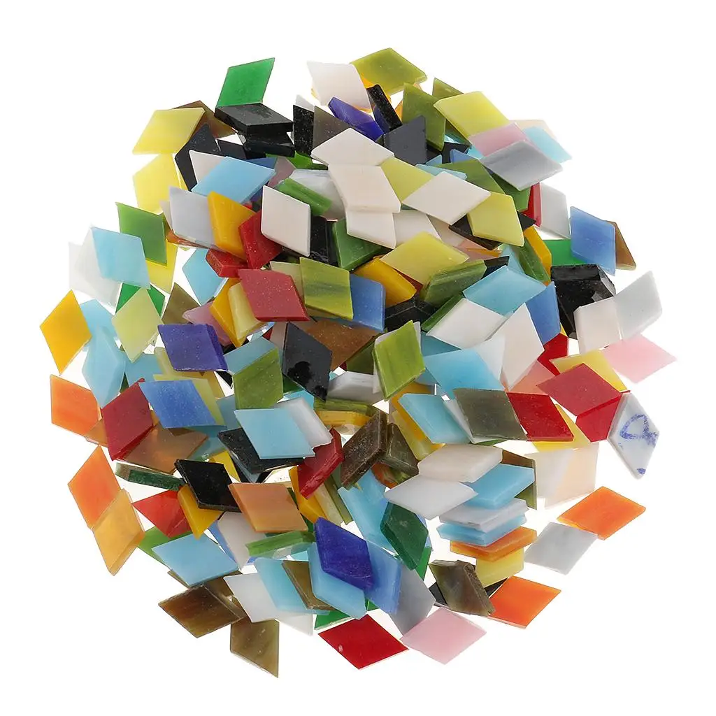 300pcs Triangle Rhombus Shape Glass Mosaic Making Mosaic Tiles Tessera for Arts DIY Craft 12mm