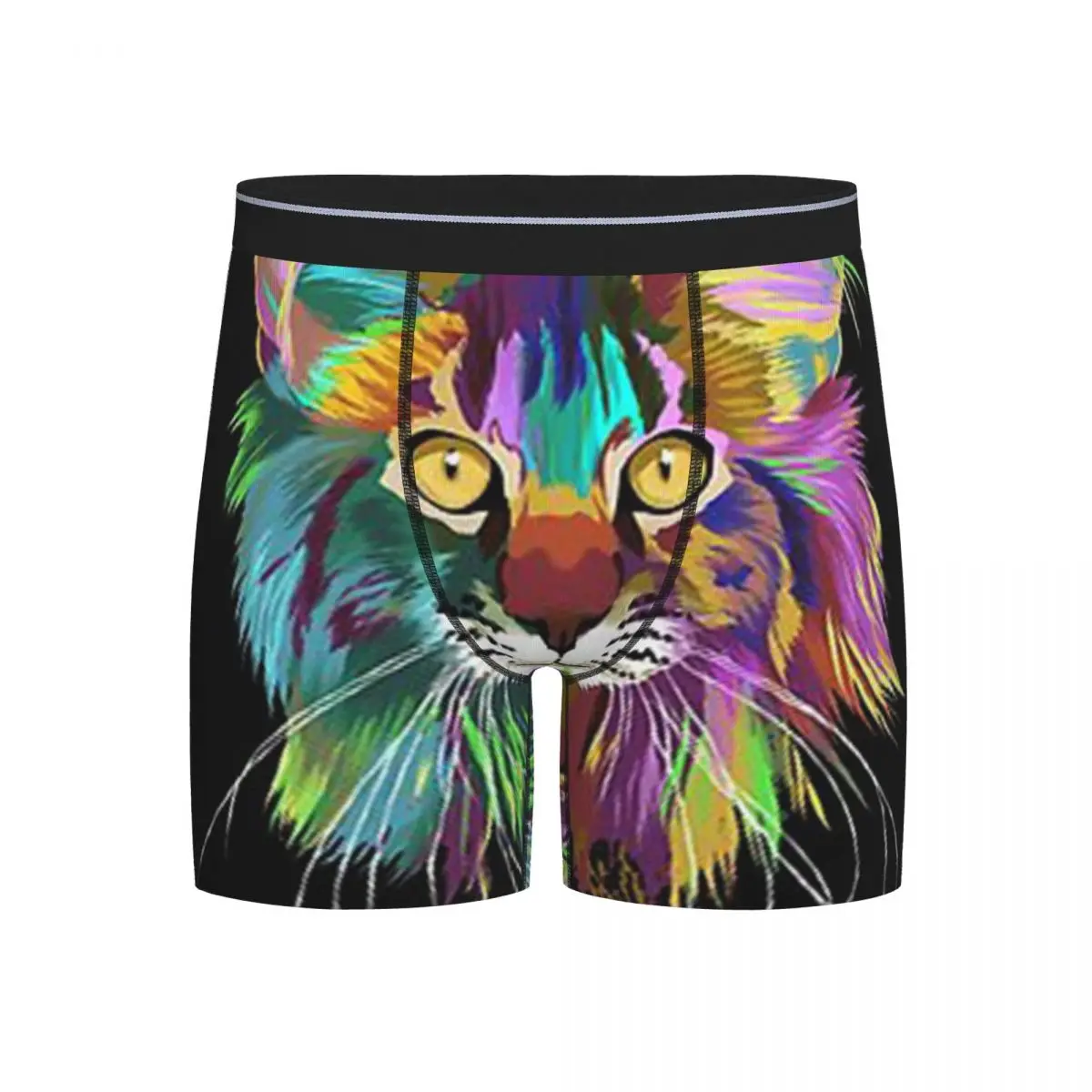 

Длинные трусы-боксеры, шорты, трусы с изображением мейн-куна и кота, мужское мягкое нижнее белье для Homme, мужской подарок бойфренду