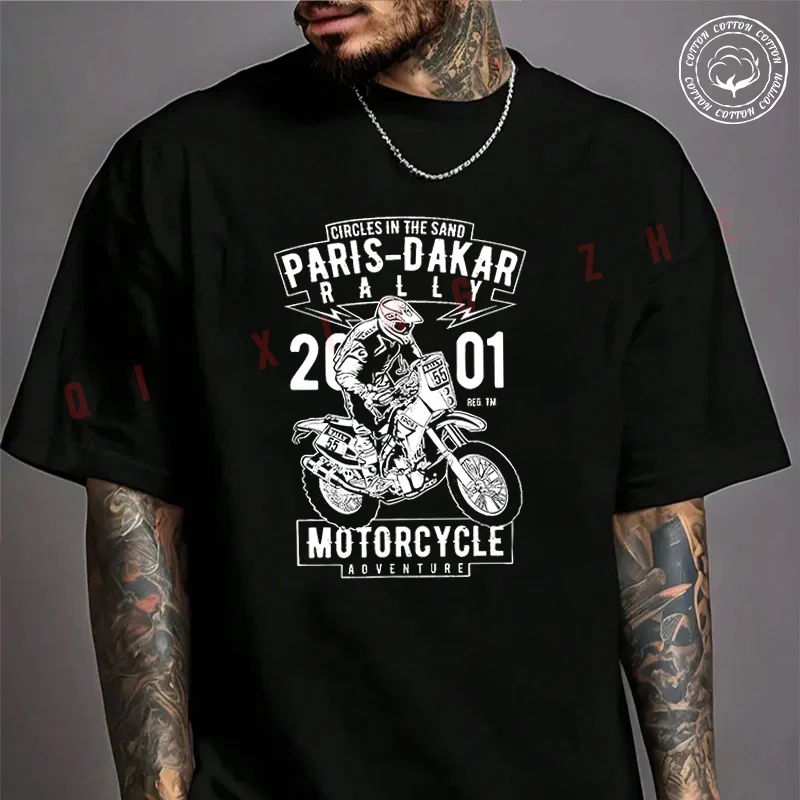 

Paris-Dakar Rally Motorcycle Adventure Off-Road Collector T-Shirt Men's Cotton Summer Casual Short Sleeve Round Neck Tees