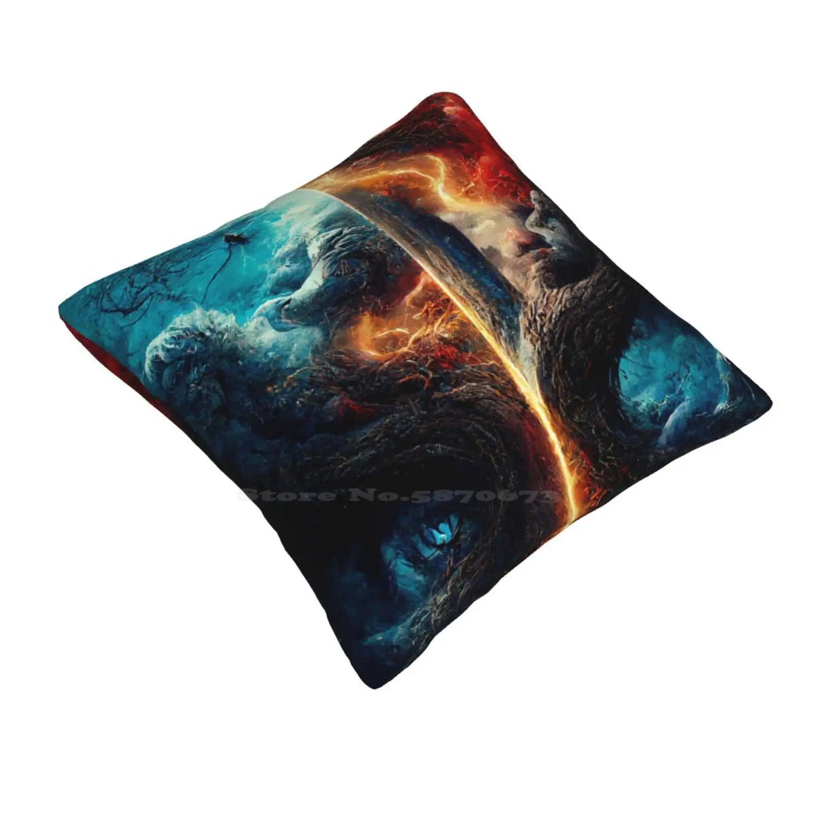 Magical , Graphics Red And Blue Fire , Lightning Bolts , Pillowslip Pillowcase Magical Graphics Red And Blue Fire Amazing