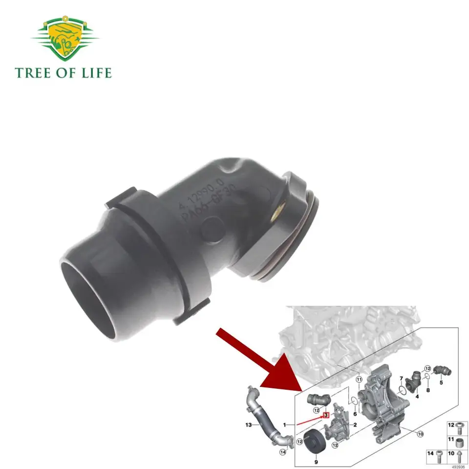 【④】 Coolant Water Pump Connector 11518482253 For BMW X3 X4 X6 Z4 2 3 4