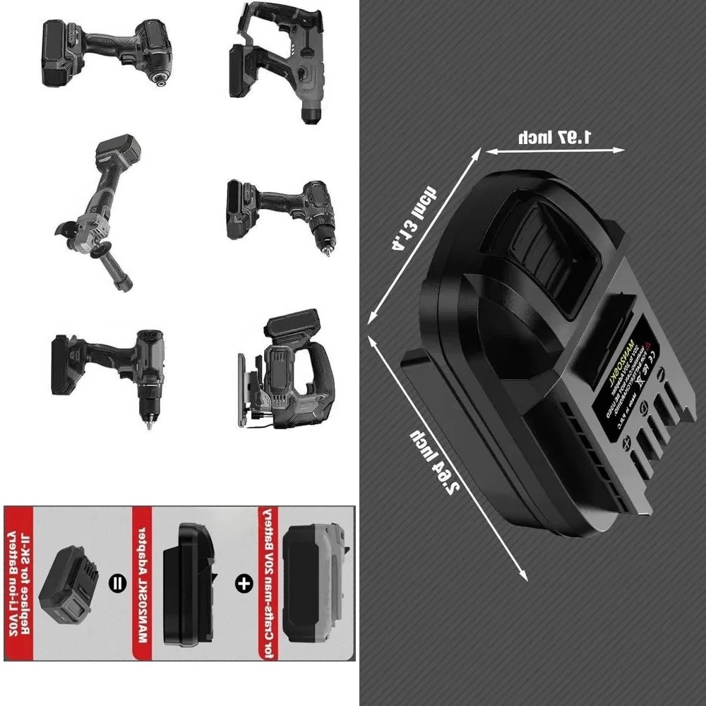 Adaptador de batería para Craftsman 20V V20, convertidor de batería de iones de litio a taladro eléctrico SKIL 20V MAN20SKL