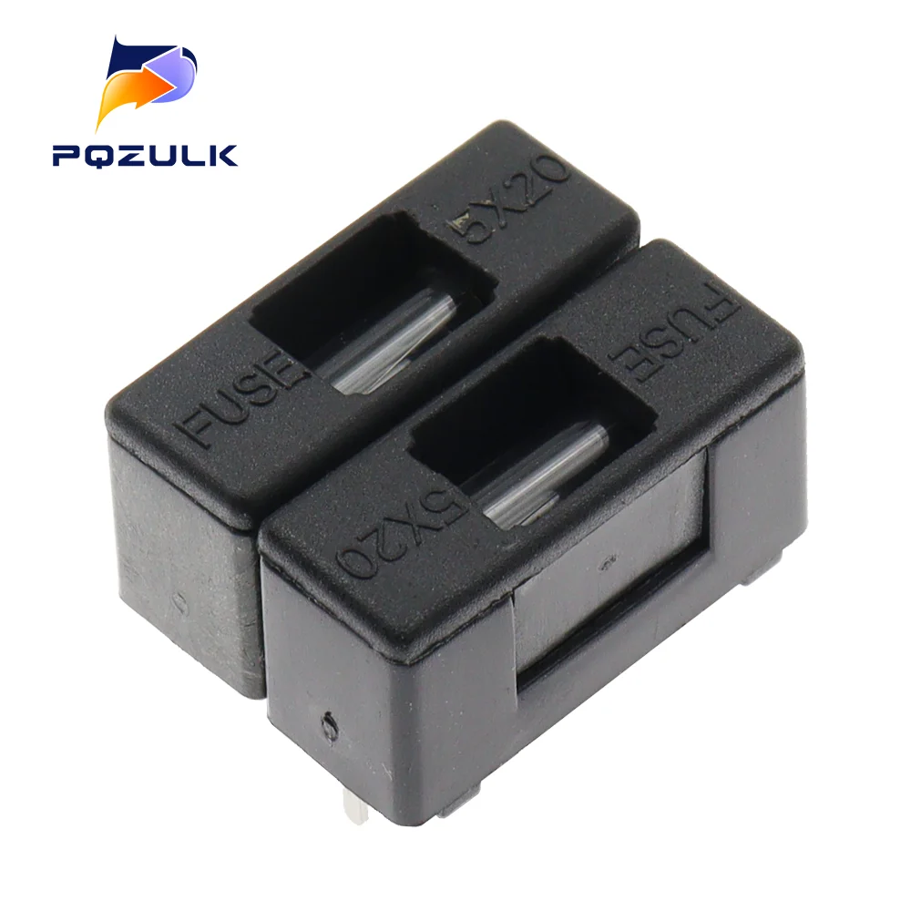 5PCS 5X20MM Mini Plastic Mounted 5*20mm Bayonet Type Fuse Holder With Cover Black Color PCB Terminal Foot distance 15mm 22mm