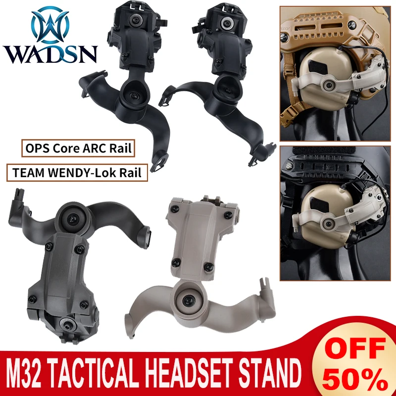 WADSN M32 Tactical Headphone Mount Nylon OPS Core ARC Rail Adapter Flux Fast Helmet TEAM WENDY-Lok Bracket For Wendy Helmet