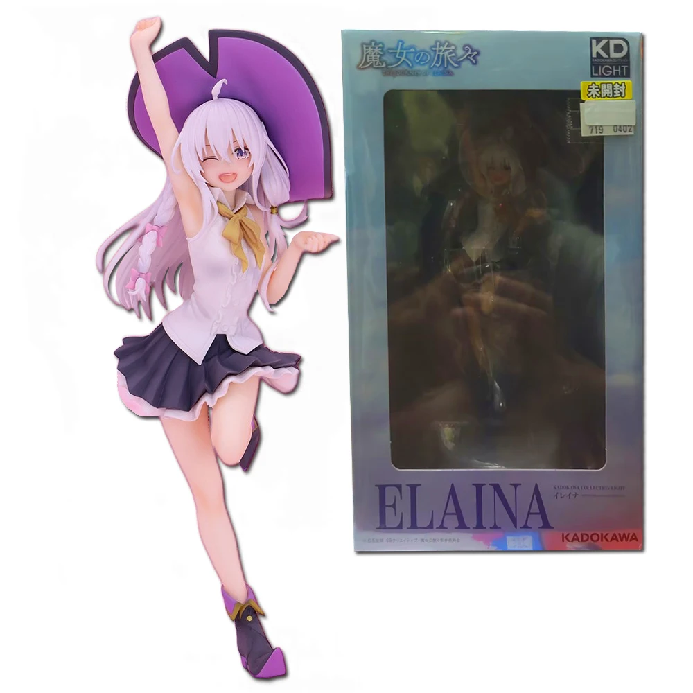 19CM Anime The Journey of Elaina Figure Ilyina Standing Model Toy Wearing Hat Gift Collection Decorative PVC Toys Hobbies Dolls