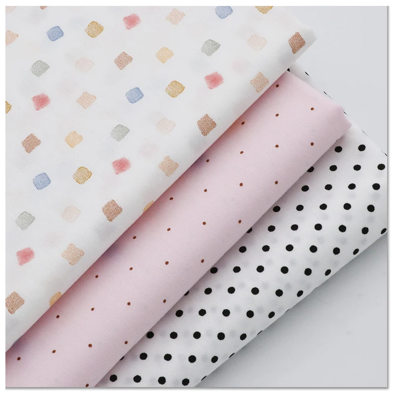 160x50cm Polka Dot Pure Cotton Twill Fabric Printed Cotton Fabric DIY Cotton Fabric Custom Ins Style Sugar Cube Sewing Cloth