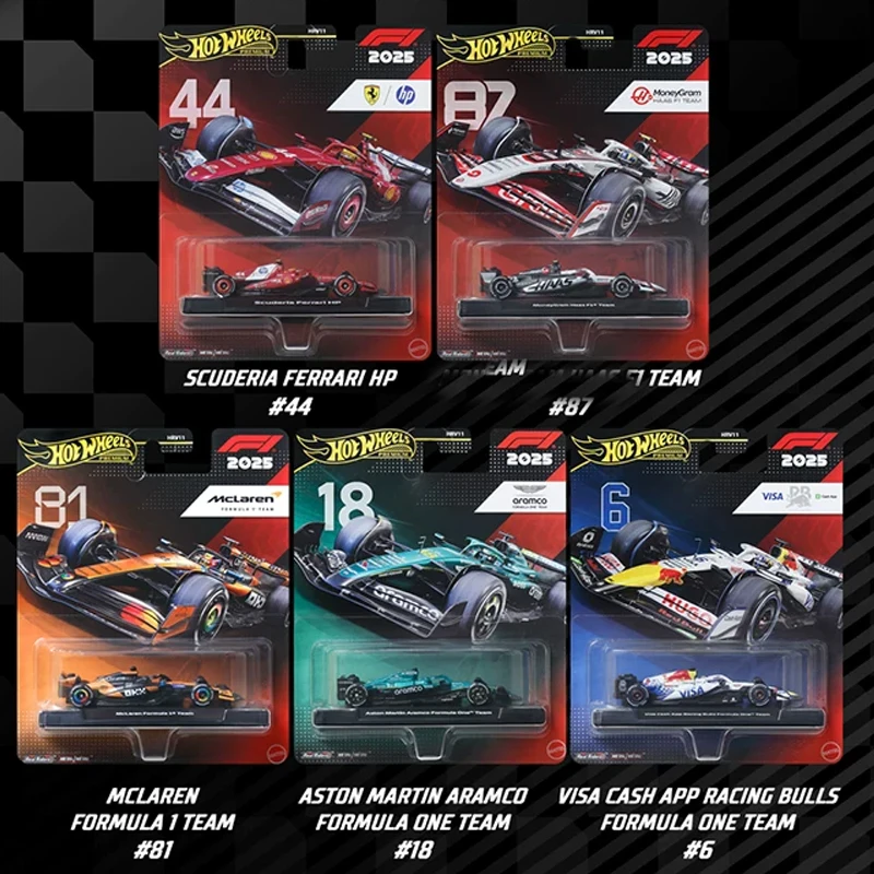 Coche Premium Original Hot Wheels 2025 F1, Juguetes a Escala 1/64, Aston Martin, Mercedes AMG, Petronas, McLaren, Modelo de Vehículo, Regalo de Cumpleaños