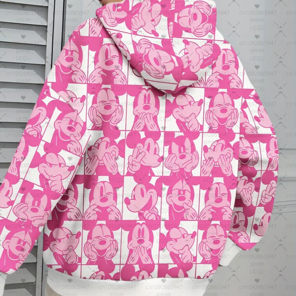 เสื้อฮู้ดมีฮู้ดลายมิกกี้เมาส์ 3 มิติ ไซส์ใหญ่สำหรับผู้หญิง ปี 2025 เหมาะสำหรับใส่กลางแจ้ง เข้าได้กับทุกชุด เสื้อผ้าผู้หญิงสำหรับสาวๆ