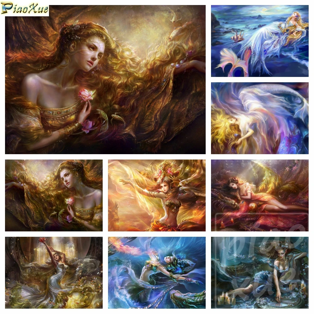 

5D Diamond Painting Fantasy Mermaid Wonderland Queen Fairy Beauty Cross Stitch Kit Diamond Puzzle Elf Goddess Home Decor Craft