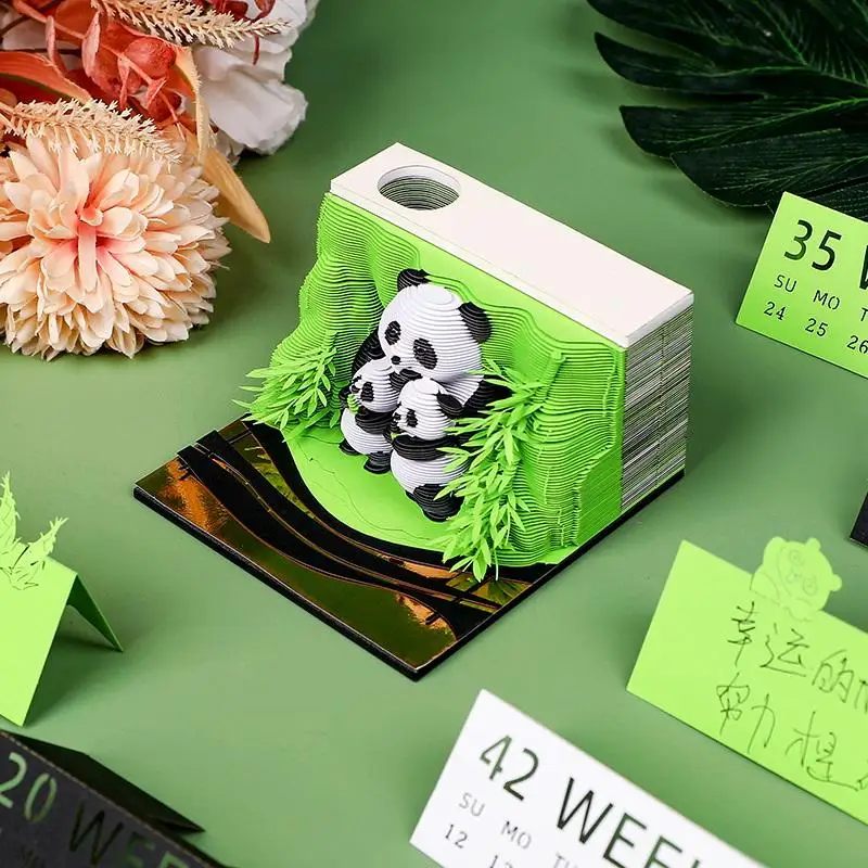 Time Piece Calendar 2027 Desk Calendar 3D Tear-away Calendar Paper Carving Art Memo Pad Notepad Christmas Desktop Decoration