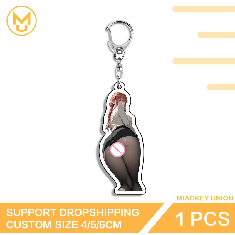 مغرية بعقب ماكيما جميلة Waifu حية رائعة جذابة مزدوجة الوجهين سلسلة المفاتيح لعبة فيديو بارعة أنيمي الزينة #3