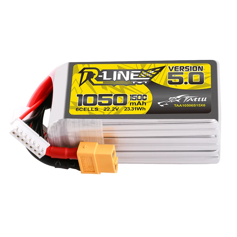 TATTU-R-LINE 5.0 22.2V 1050mAh 150C Akumulator LiPo do helikoptera RC Quadcopter FPV Racing Drone Części z wtyczką XT60 6S Akumulator