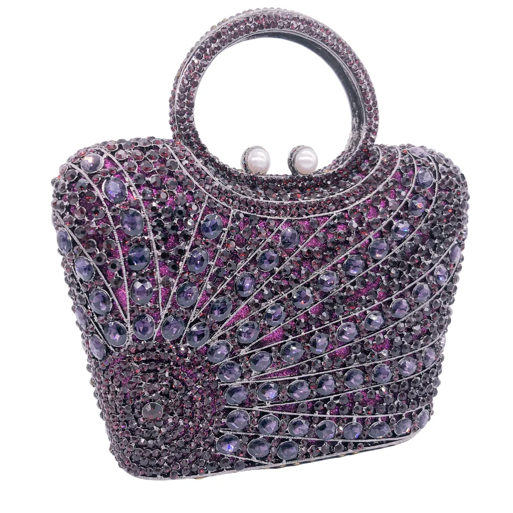Factory Direct Wholesale Hot Selling Fashion Rhinestone Vertical Tote Bag, Diamond Clutch Bag, Crystal Luxury Ladies Evening Bag