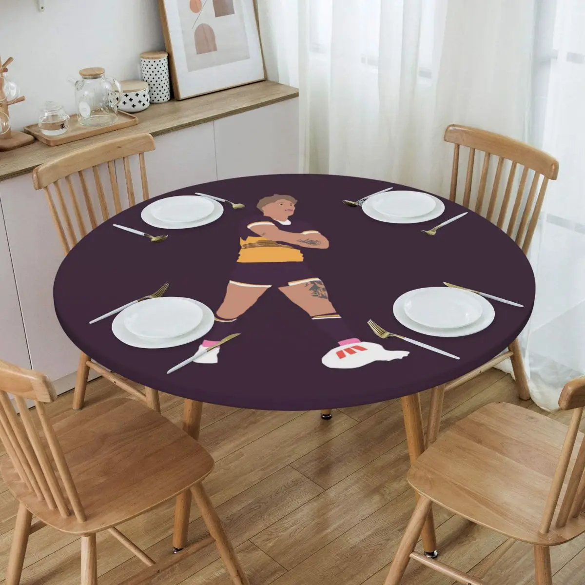 Reece Walsh Waterproof Round Tablecloth Oilproof Table Cloth for Kitchen Events Dining Table Cover