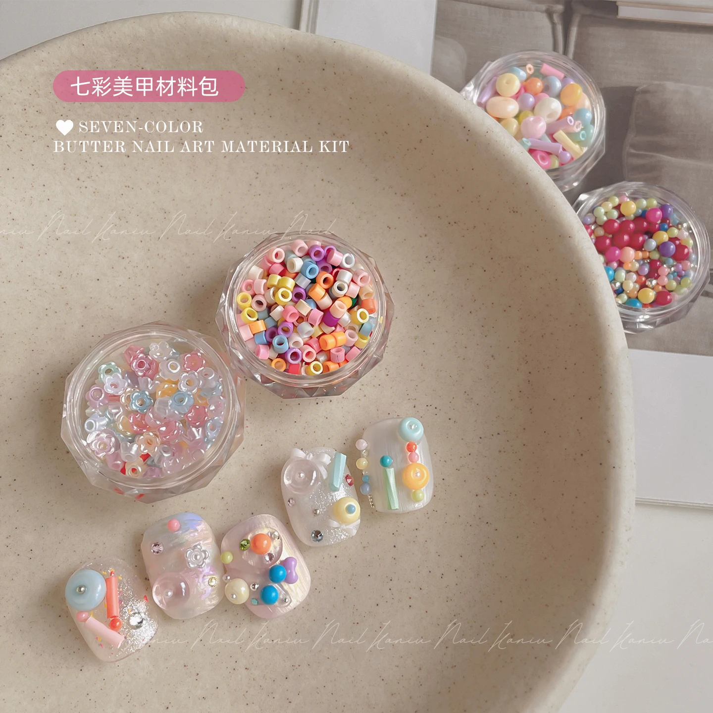 1 Box Dopamine Sugar Needles Breadcrumbs Flowers Candy Color Seed Beads Mixed Round Tube Micro Bead Nail Art Material Decoration