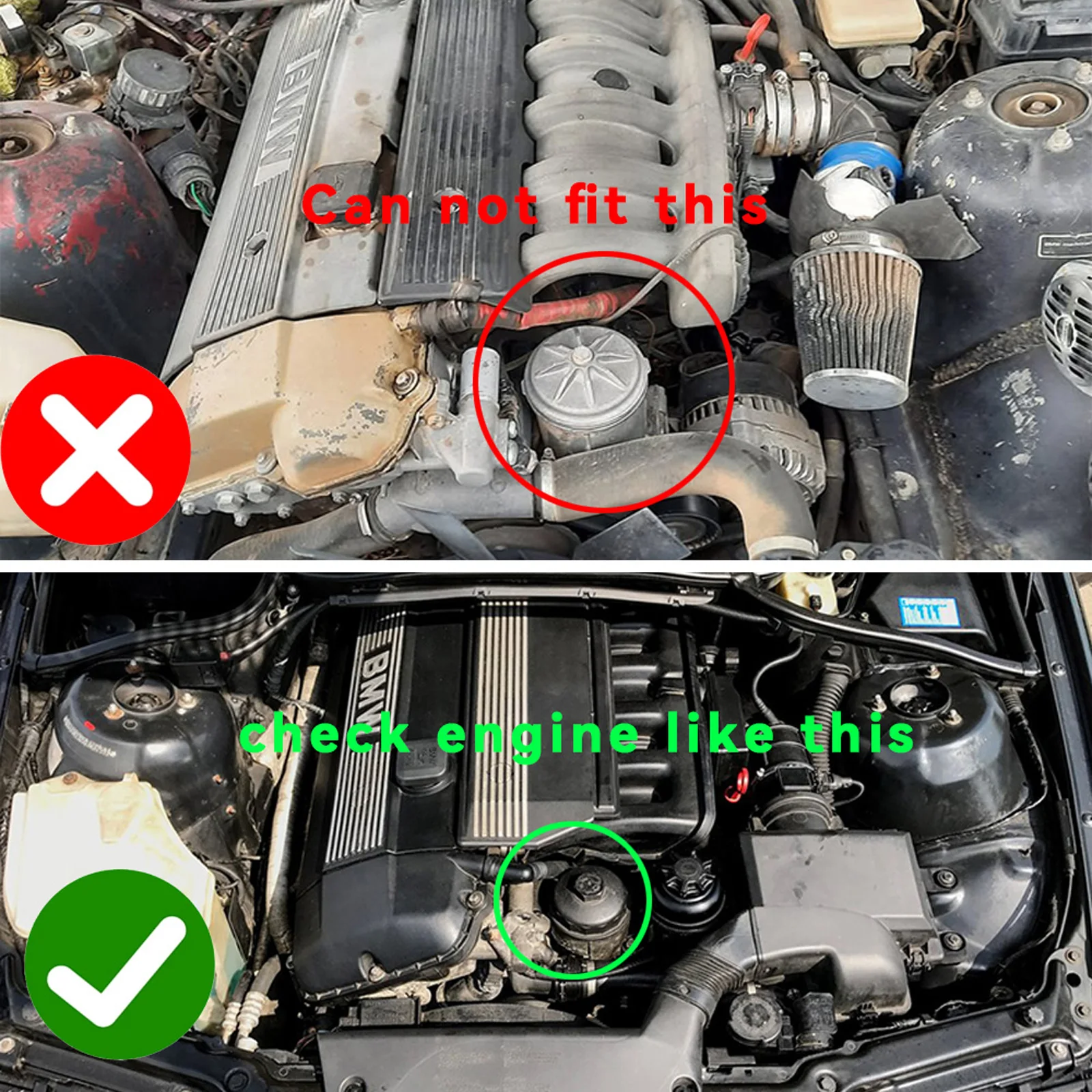 VOLM LOGO Engine Oil Cooler Adapter Oil Filter Cover Cap For BMW E46 E36 E39 E60 E61 323i 328i 325i 330i 525i 528i 530i M52 M54 view 5
