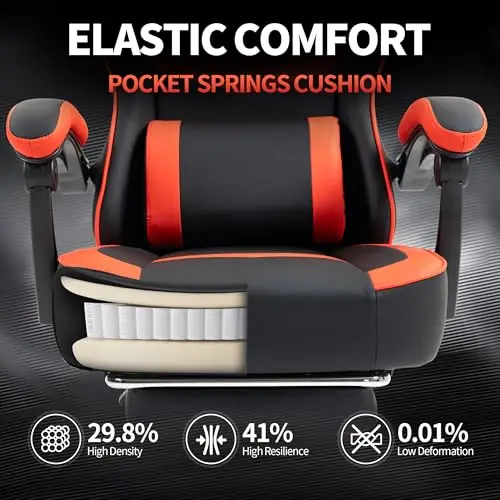 High-Back PU Leather Gaming Ch - Gaming Chair Lumbar Pillow บทวิจารณ์และราคา