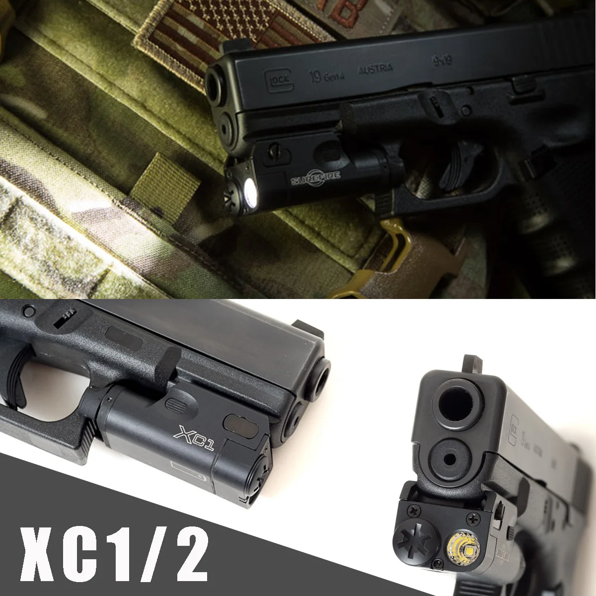 Tactical XC1 Flashlight For Glock 17 G17 G19 P320 Airsoft Pistol Gun XC2 Weaponlight Scout Accessories Fit 20mm Picatinny Rail