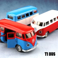 1:38 Alloy Diecast Volkswagen T1 Vintage Van Car Model Classic Pull Back Miniature Vehicle Replica For Collection Gift for Kids