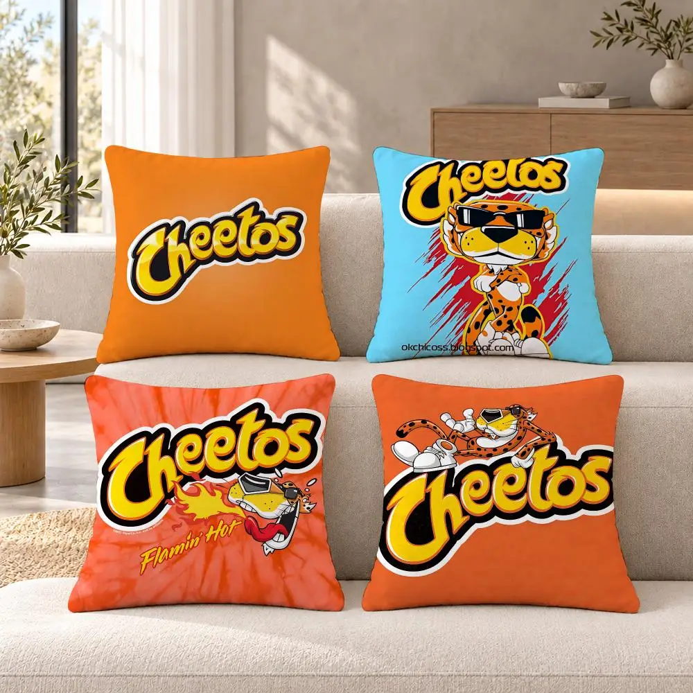 Food Snacks C-Cheetos Cushion Cover Soft Short Plush Sofa Bedroom Den Car Dorm Decor Gifts