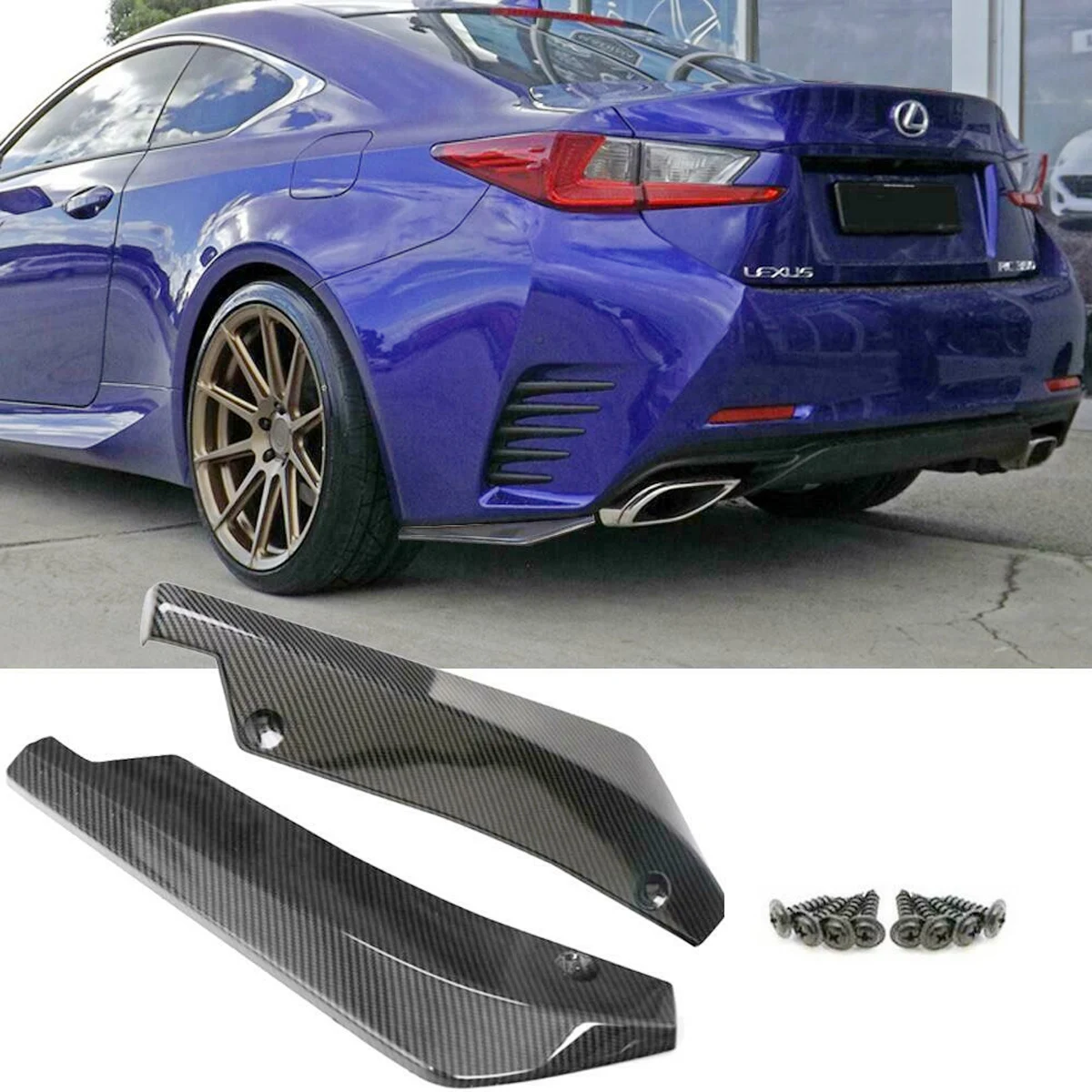 2PCS Rear Bumper Lip Diffuser Splitter Canard Spoiler Body Kit Protect Universal for Lexus ES LS300 IS350 NX300 Car Accessories