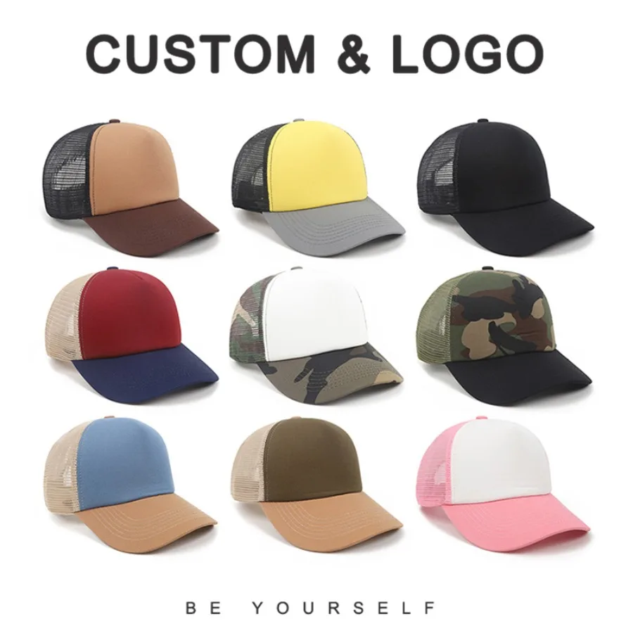 2024 New sponge Mesh Baseball Caps Custom LOGO Summer Outdoor Sunscreen Breathable Casual Five-panel Truck Driver Hats Unisex