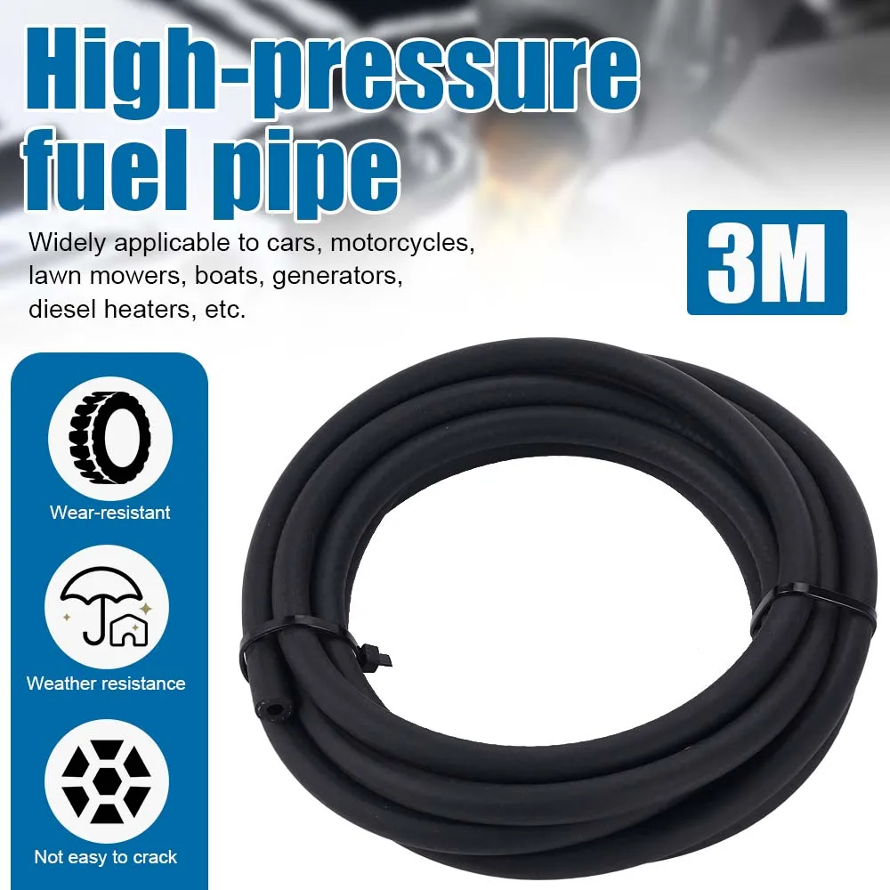 

Thickened Corrosion-Resistant Universal High-Pressure Fuel Hose With 10 Clamps for Automobiles Motorcycles Ships Accessories