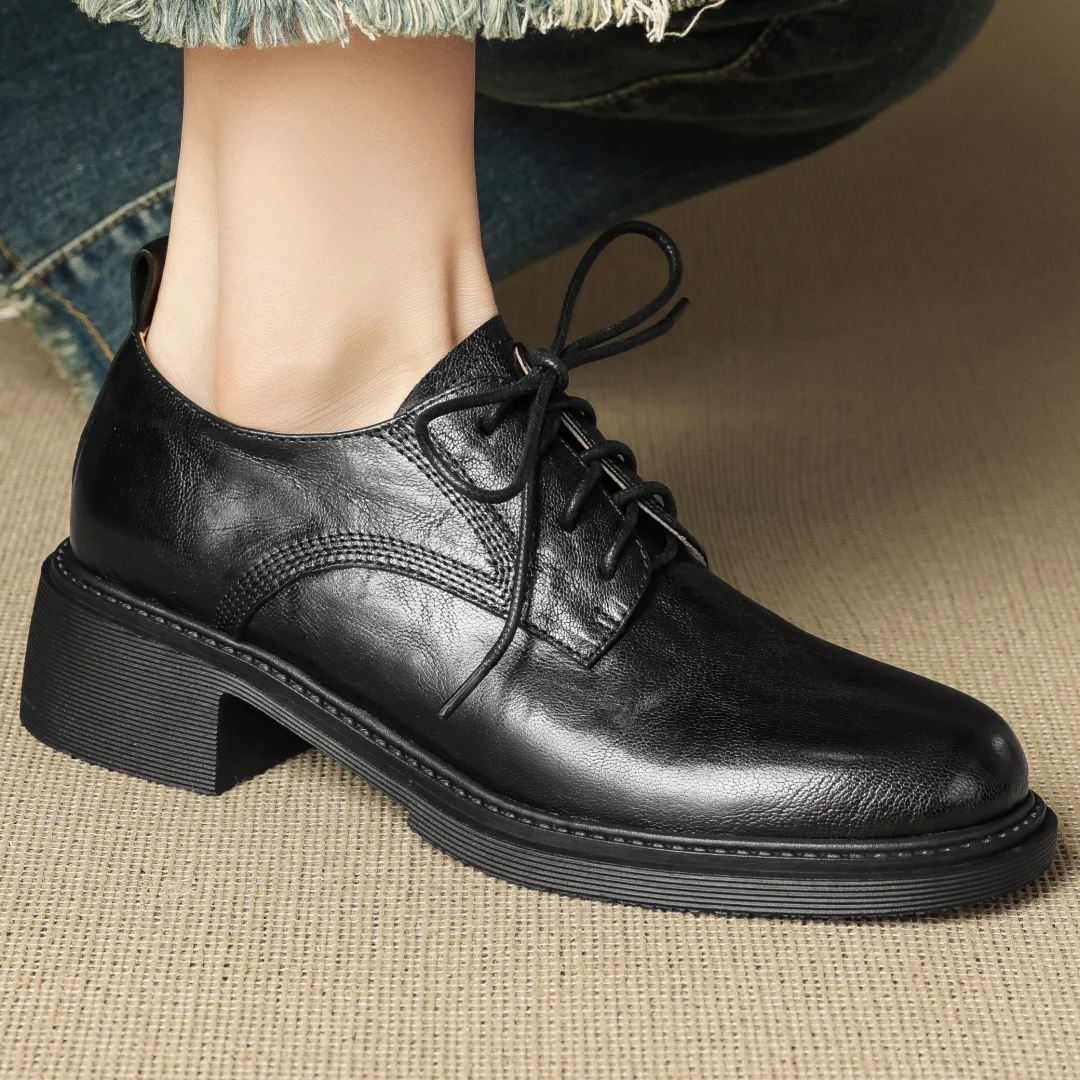 

danxuefei women's pleated sheepskin lace-up flats oxfords high quality soft comfortable casual female daily shoes for woman hot