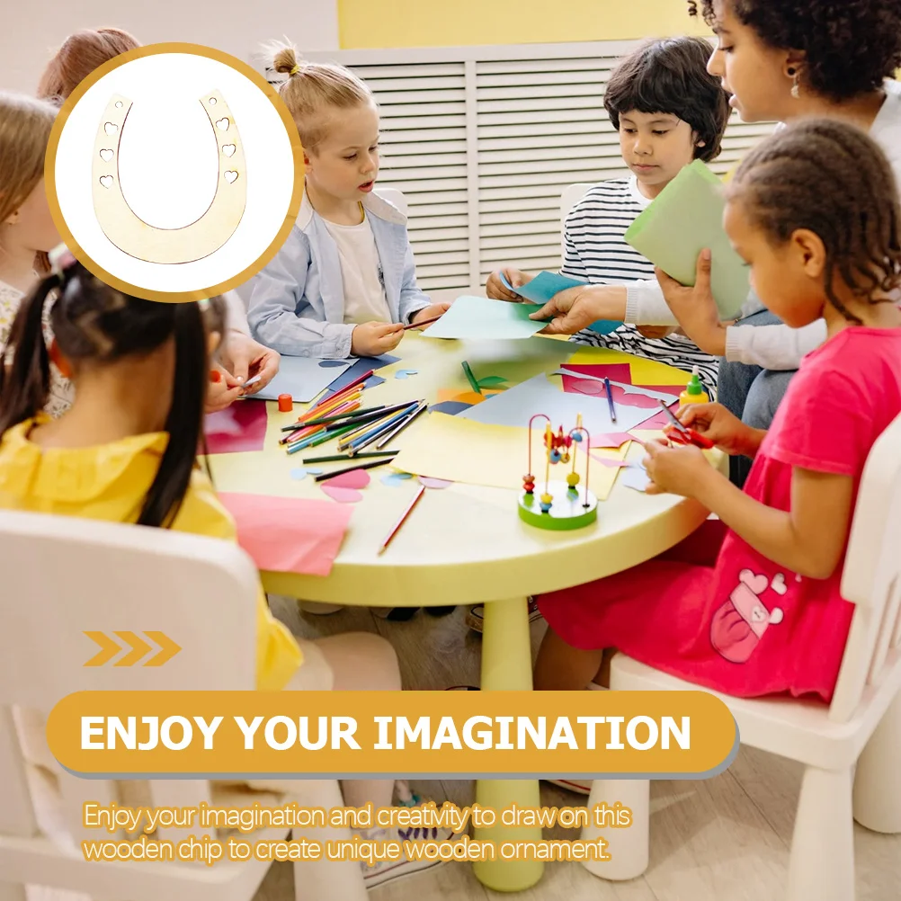 

12Pcs Hollow Heart Horseshoe Wood Pieces Unfinished Blank Wooden Chips DIY Craft Decoration Kids Art Supplies Blank Wood Pieces